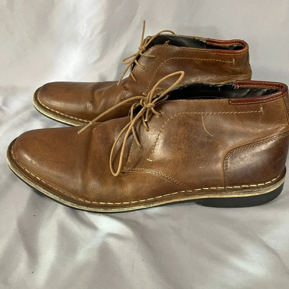 Steve Madden Harren Boots Mens Size 11.5 Cognac Leather‎ Chukka 247